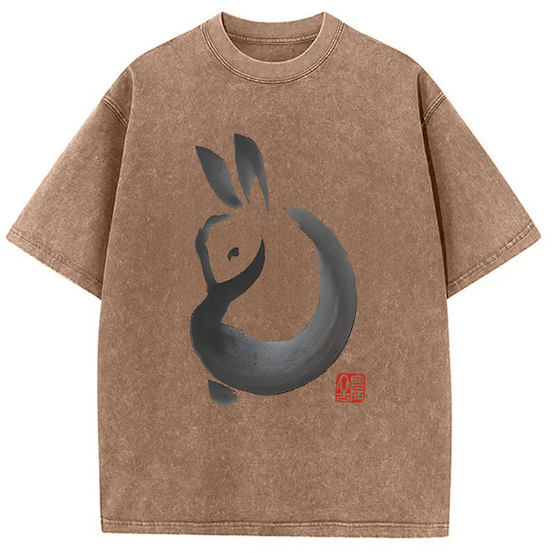 Modecanvas Ink Rabbit DTG Printing Washed T-Shirt