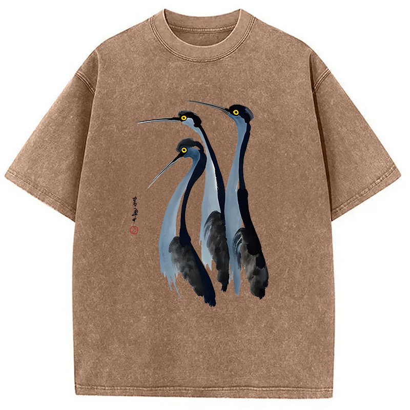 Modecanvas Blue Crane DTG Printing Washed T-Shirt
