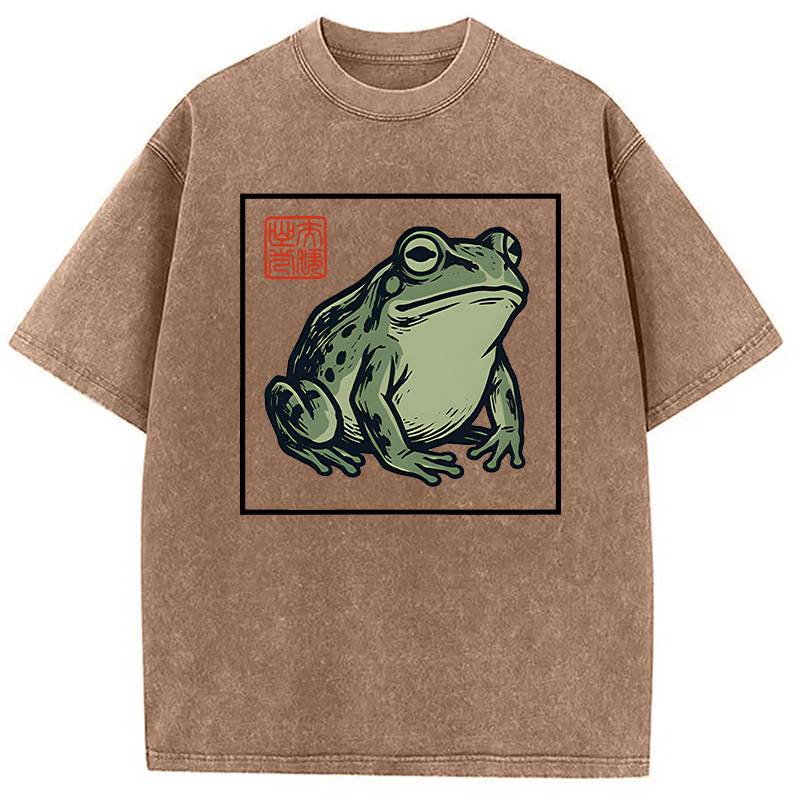 Modecanvas Zen Frog DTG Printing Washed T-Shirt