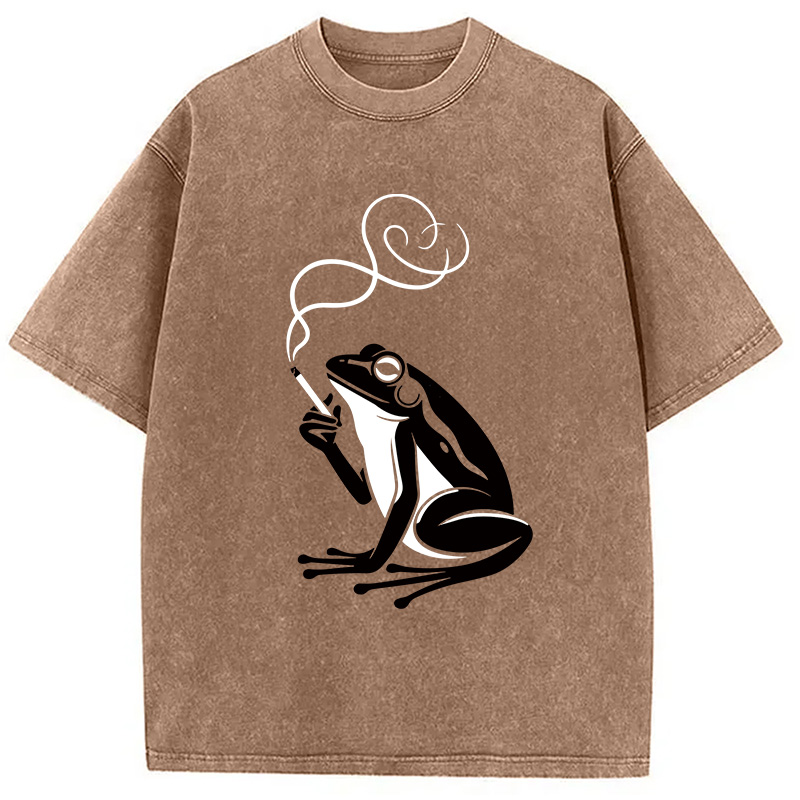 Modecanvas Minimalist Frog DTG Printing Washed T-Shirt