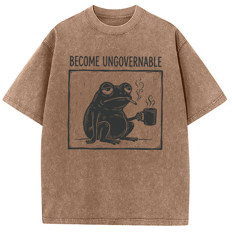 Modecanvas Become Ungovernable Frog DTG Printing Washed T-Shirt