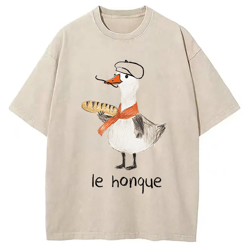 Modecanvas Funny French Goose DTG Printing Washed T-Shirt