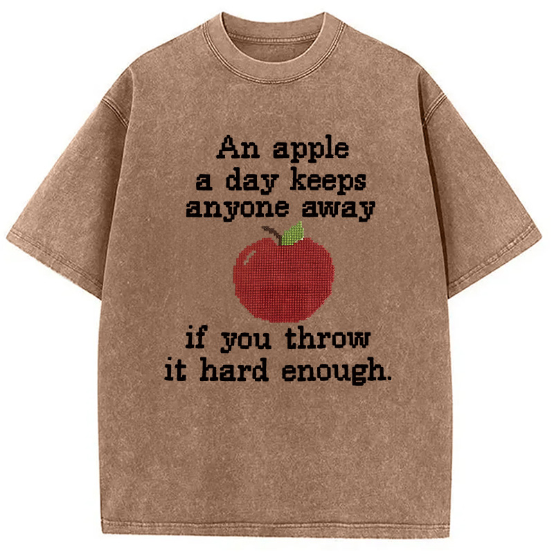 Modecanvas An Apple A Day DTG Printing Washed T-Shirt