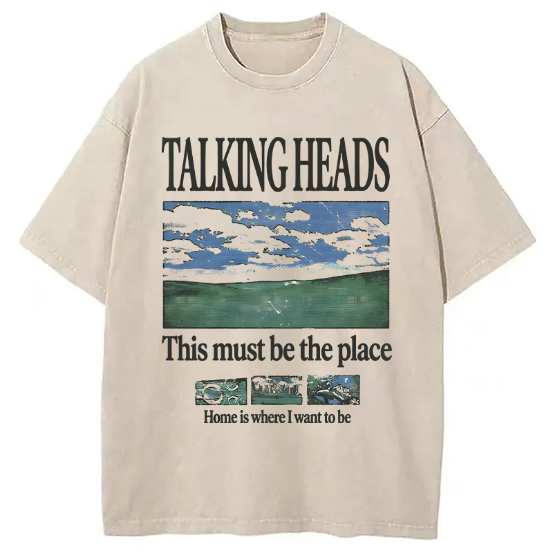 Modecanvas Talking Heads This Must Be the Place Lyric DTG Printing Washed T-Shirt