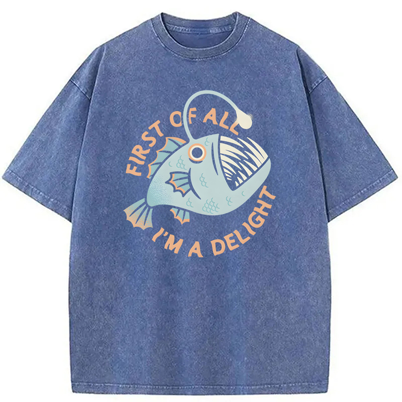 Modecanvas First Of All I'm A Delight DTG Printing Washed T-Shirt