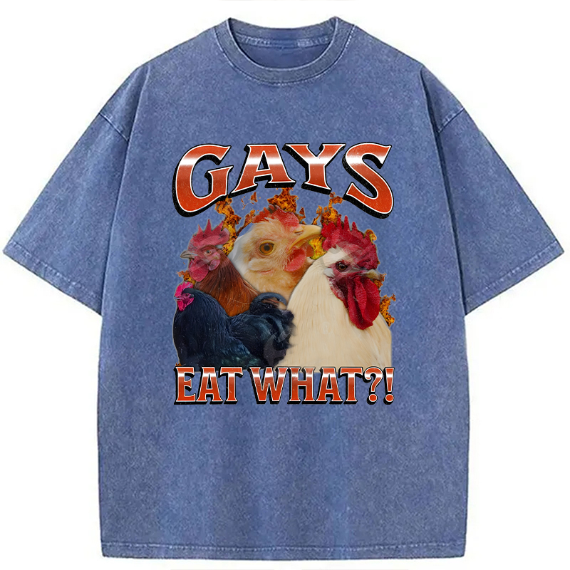 Modecanvas Gays Eat What?! DTG Printing Washed T-Shirt