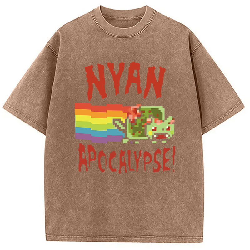 Modecanvas Nyan Apocalypse DTG Printing Washed T-Shirt