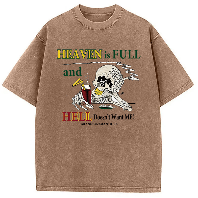 Modecanvas Heaven Is Full DTG Printing Washed T-Shirt