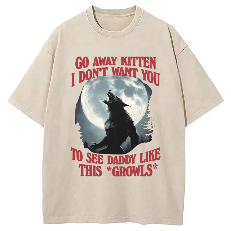 Modecanvas Go Away Kitten DTG Printing Washed T-Shirt