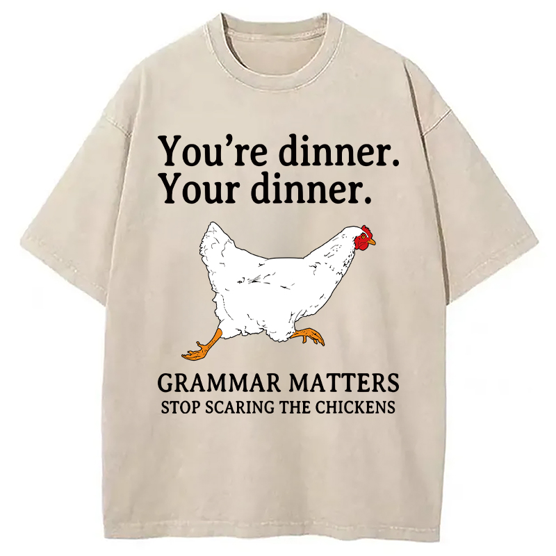 Modecanvas Stop Scaring The Chickens Meme DTG Printing Washed T-Shirt
