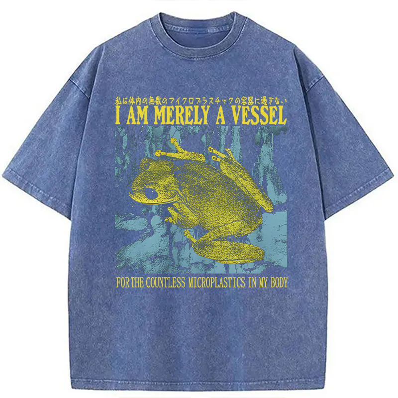 Modecanvas Funny Vintage Japanese Frog Washed T-Shirt-modecanvas