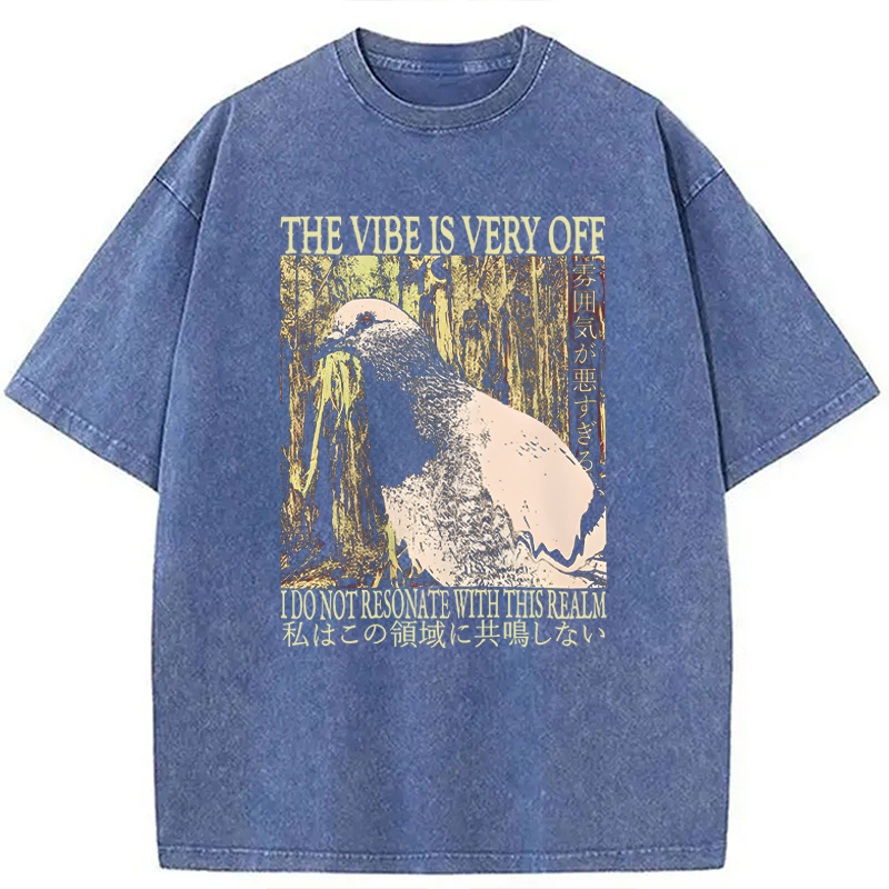 Modecanvas The Vibe is Very Off Washed T-Shirt-modecanvas