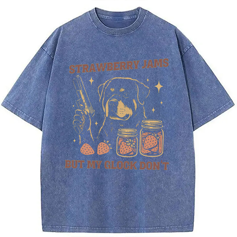 Modecanvas Strawberry Jams Dog Washed T-Shirt-modecanvas