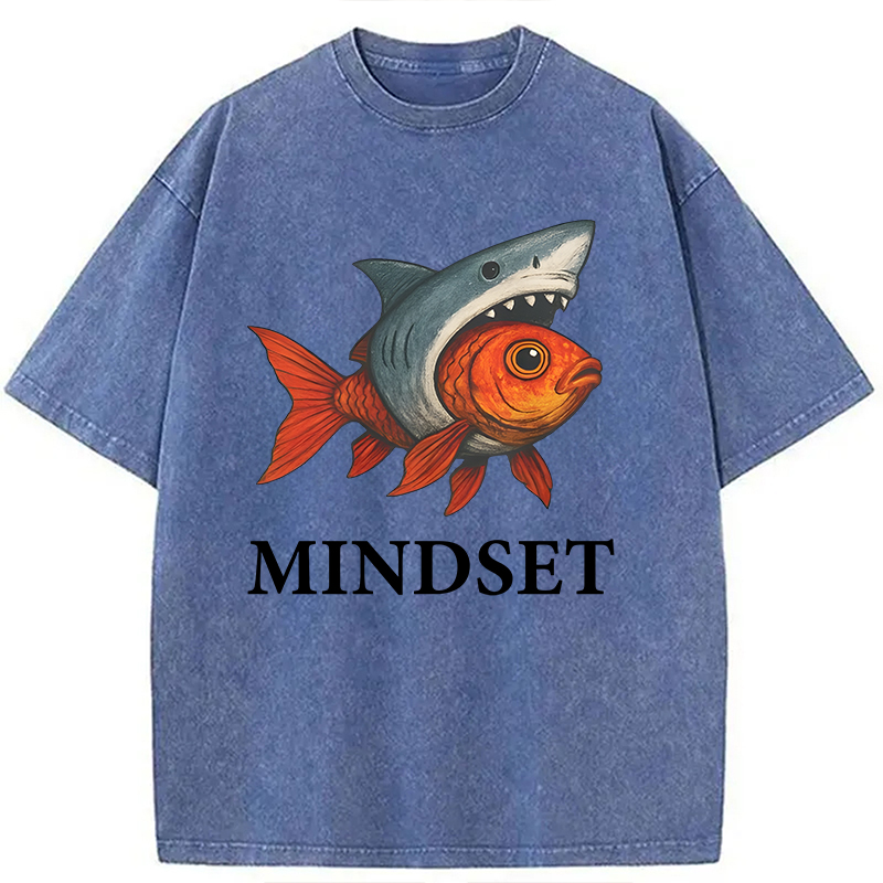 Modecanvas Goldfish Shark Mindset DTG Printing Washed T-Shirt