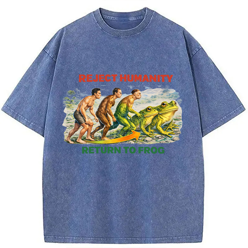 Modecanvas Reject Humanity Return To Frog Funny Meme DTG Printing Washed T-Shirt
