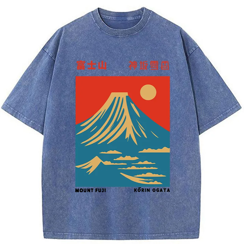 Modecanvas Mount Fuji Vintage Washed T-Shirt-modecanvas