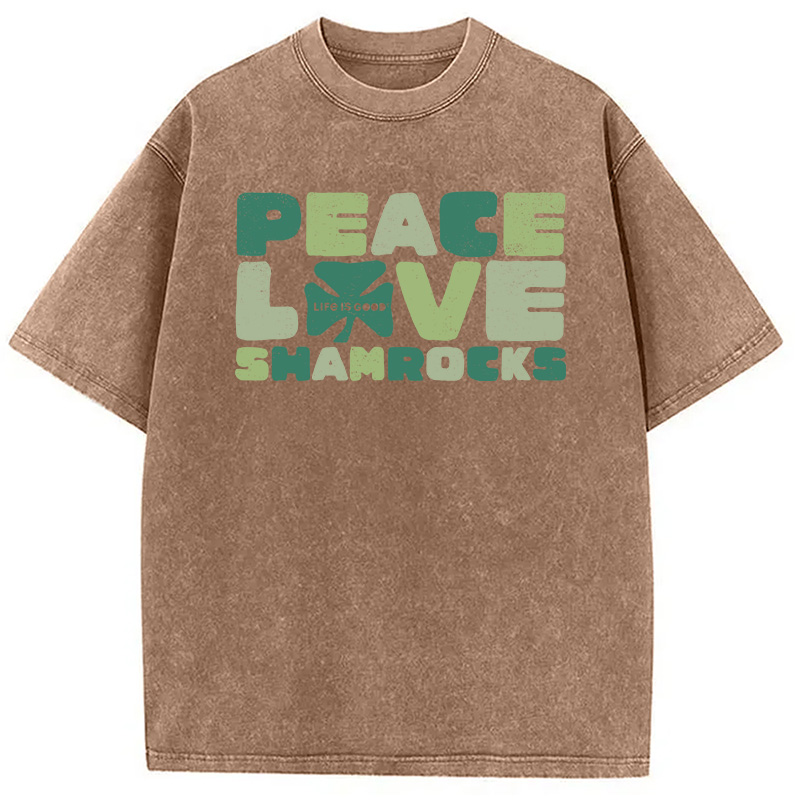 Modecanvas Peace Love Shamrocks DTG Printing Washed T-Shirt