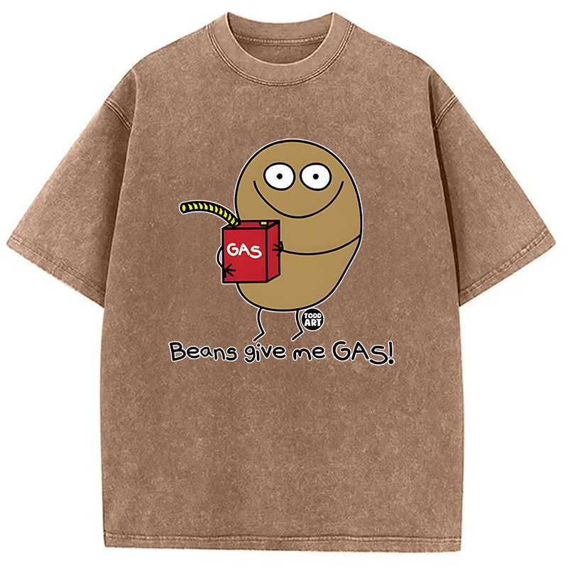 Modecanvas Beans Give Me Gas DTG Printing Washed T-Shirt