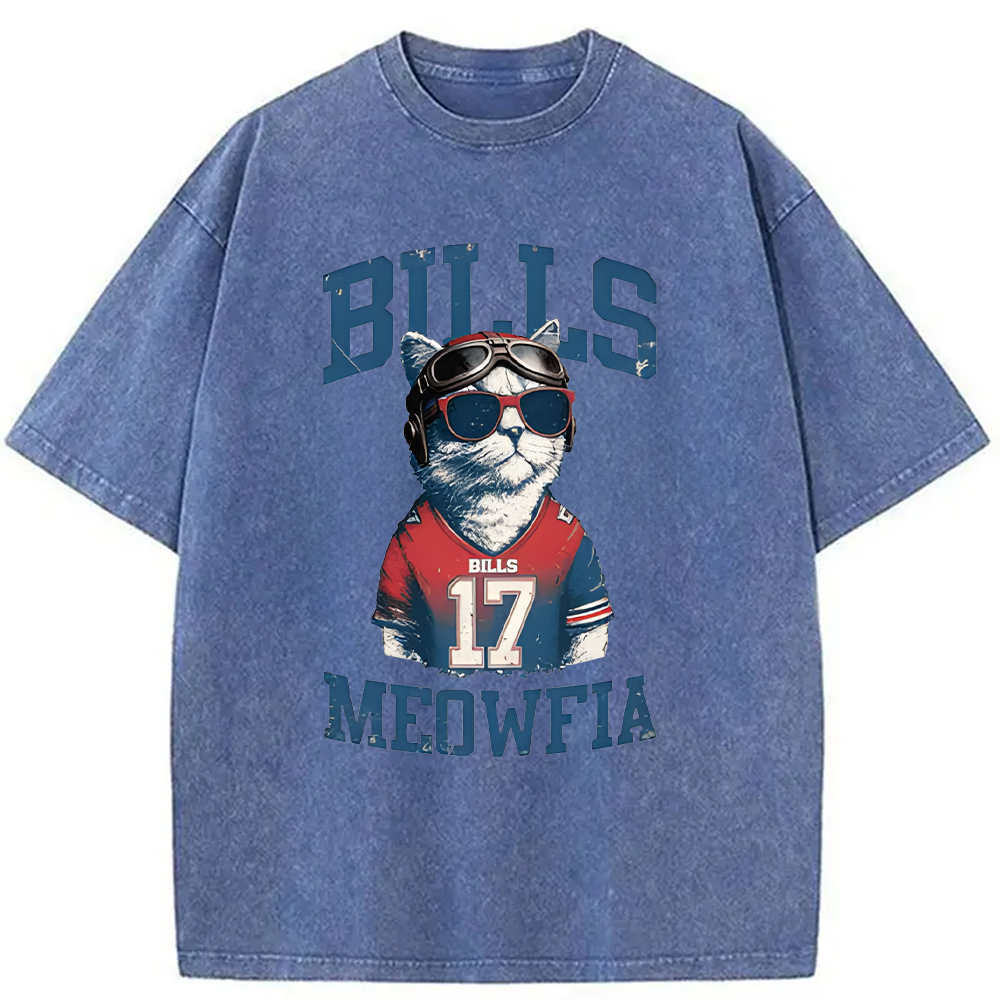 Modecanvas Bills Meowfia Cat DTG Printing Washed T-Shirt