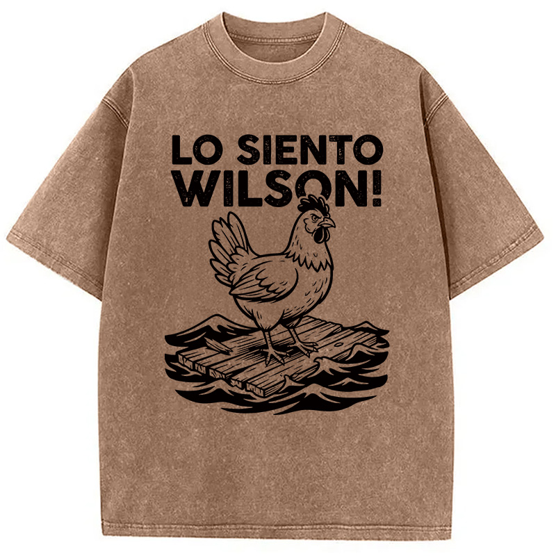 Modecanvas Lo Siento Wilson Chicken Meme DTG Printing Washed T-Shirt