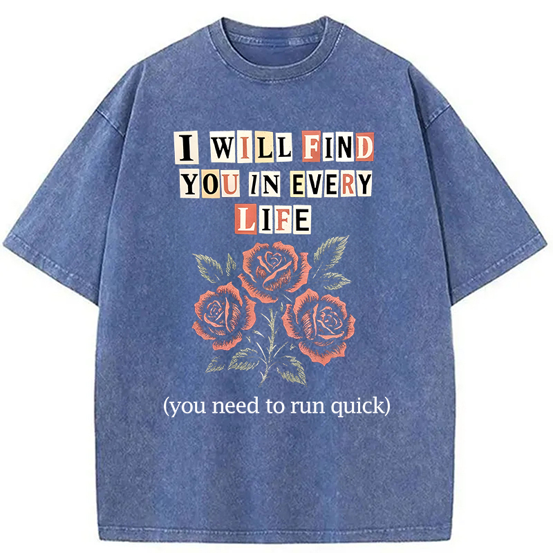 Modecanvas Funny Threat Roses DTG Printing Washed T-Shirt