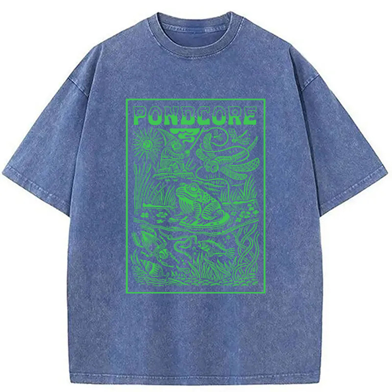 Modecanvas Pondcore Frog DTG Printing Washed T-Shirt