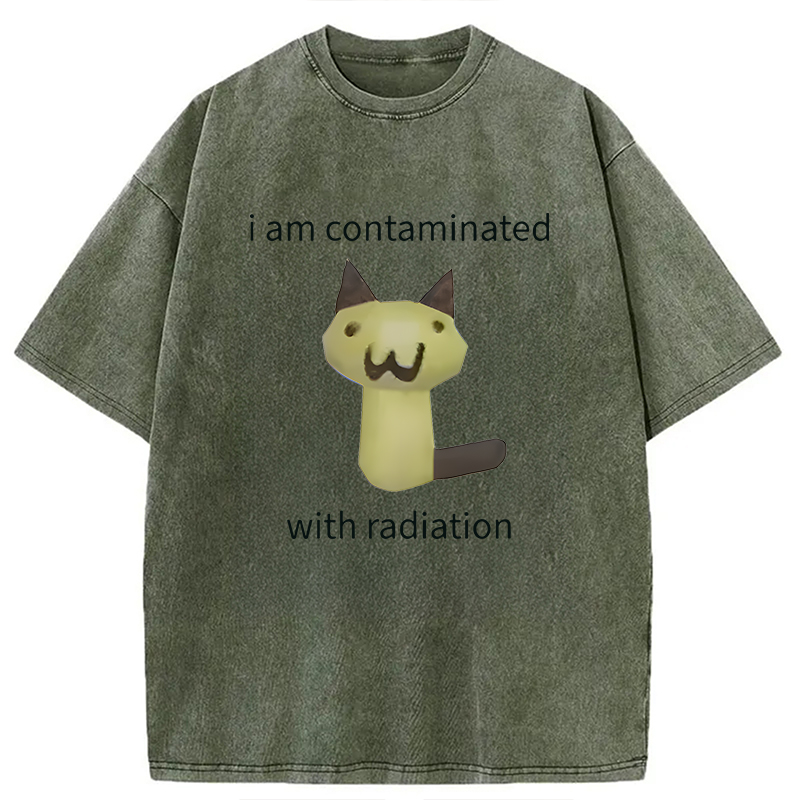 Modecanvas Radioactive Cat Meme DTG Printing Washed T-Shirt