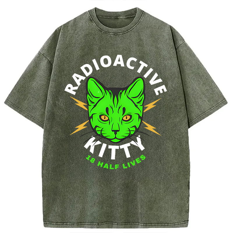 Modecanvas Radioactive Kitty DTG Printing Washed T-Shirt
