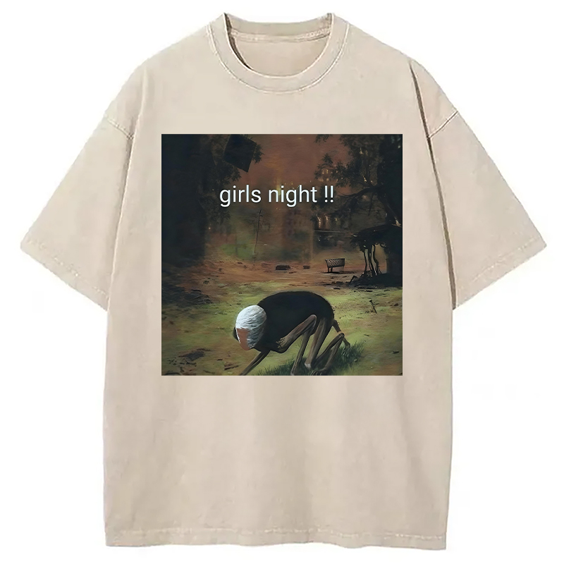 Modecanvas Girls Night Meme DTG Printing Washed T-Shirt