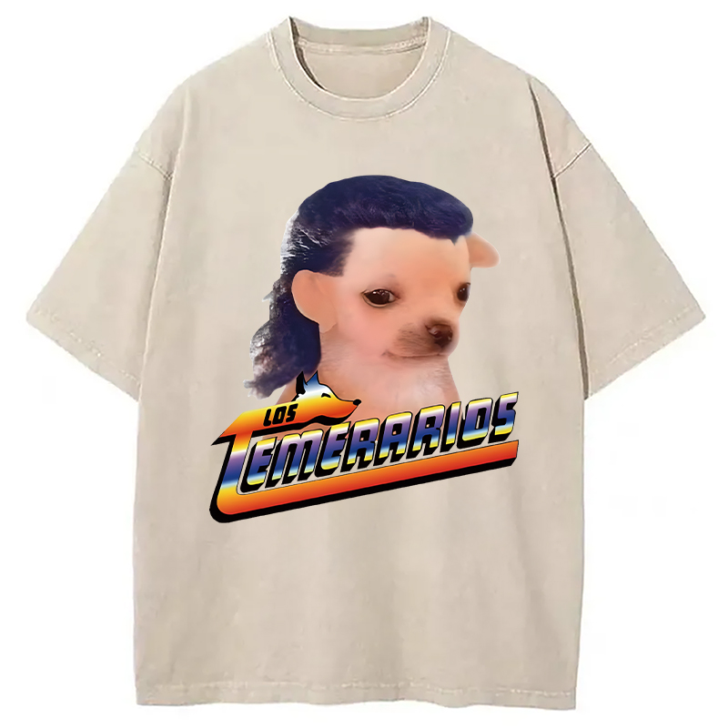 Modecanvas Chihuahua Mullet Meme DTG Printing Washed T-Shirt