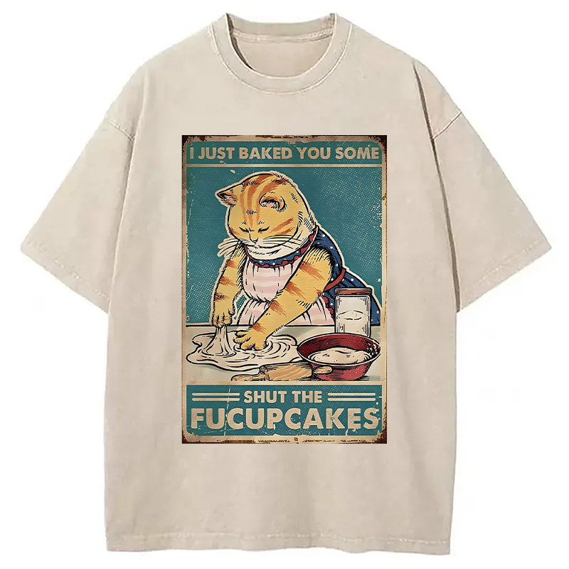 Modecanvas Shut The Fucupcakes DTG Printing Washed T-Shirt