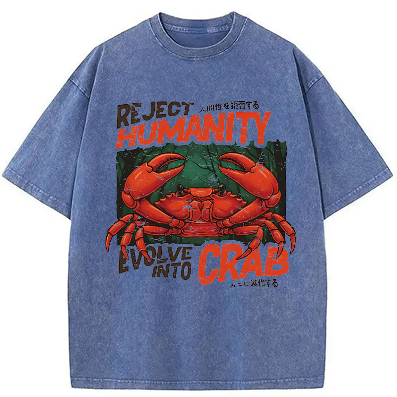 Modecanvas Horror Crab DTG Printing Washed T-Shirt