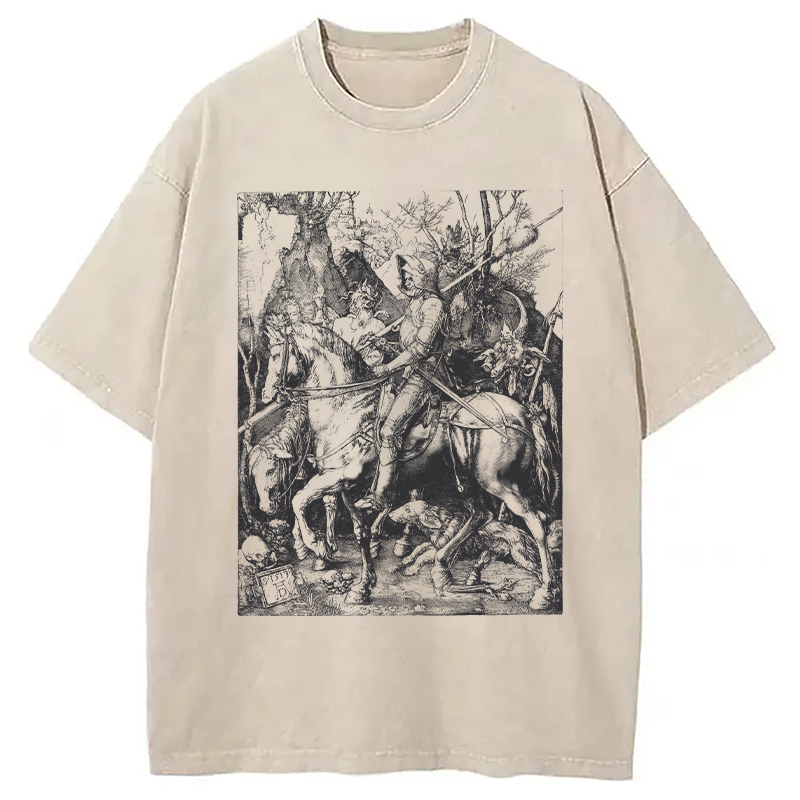 Modecanvas 90s Vintage Dark Art DTG Printing Washed T-Shirt