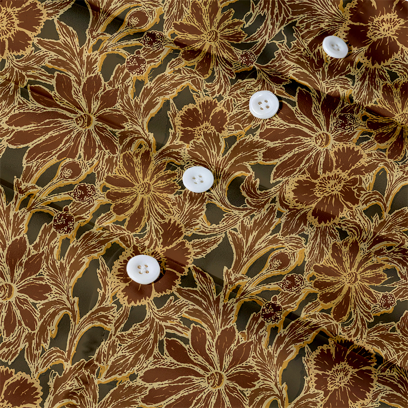 Modecanvas Batik Golden Bloom Hawaiian Shirt