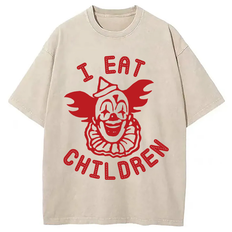 Modecanvas I Eat Children DTG Printing Washed T-Shirt