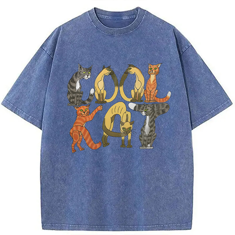 Modecanvas Cool Cat DTG Printing Washed T-Shirt