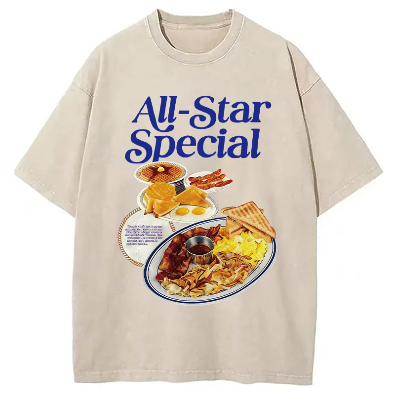 Modecanvas All-Star Special Breakfast DTG Printing Washed T-Shirt