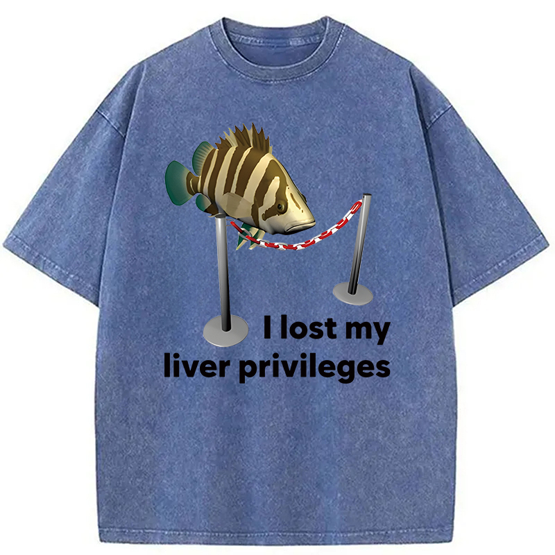 Modecanvas Funny Fish Meme DTG Printing Washed T-Shirt