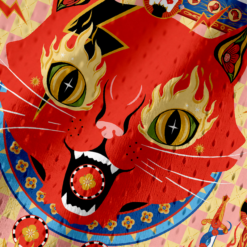 Modecanvas Lucky Fire Cat Jersey Tank