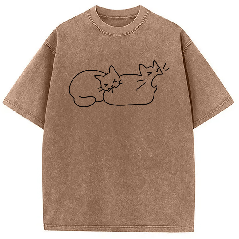 Modecanvas Cat Bites Cat DTG Printing Washed T-Shirt