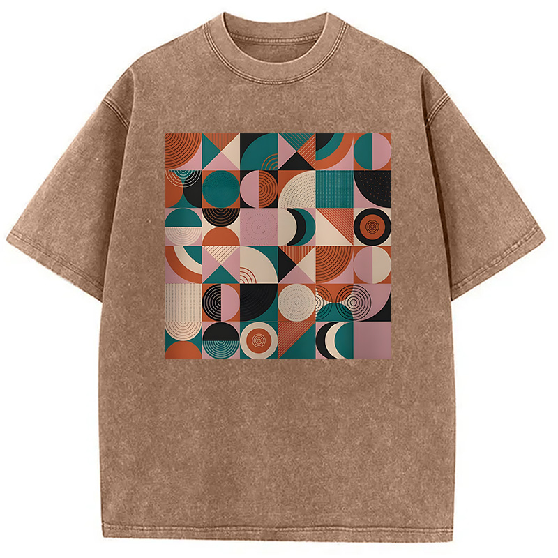 Modecanvas Abstract Geometric Art DTG Printing Washed T-Shirt