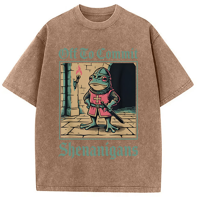 Modecanvas Off To Commit Shenanigans DTG Printing Washed T-Shirt