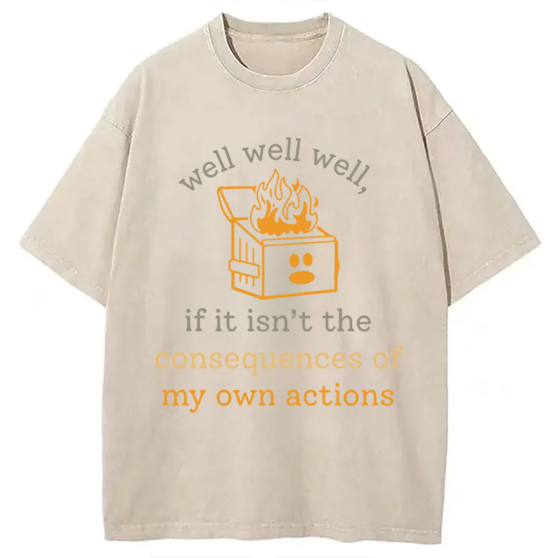 Modecanvas Dumpster Fire Self-Deprecating Humor DTG Printing Washed T-Shirt