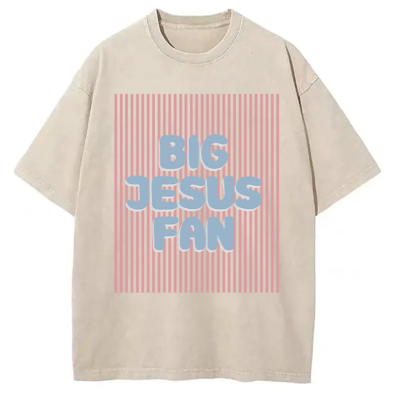 Modecanvas Big Jesus Fan DTG Printing Washed T-Shirt