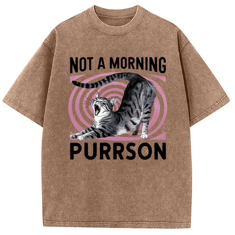 Modecanvas Not A Morning Purrrson Cat DTG Printing Washed T-Shirt