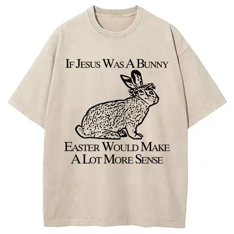 Modecanvas If Jesus Was A Bunny Easter Would Make A Lot More Sense DTG Printing Washed T-Shirt