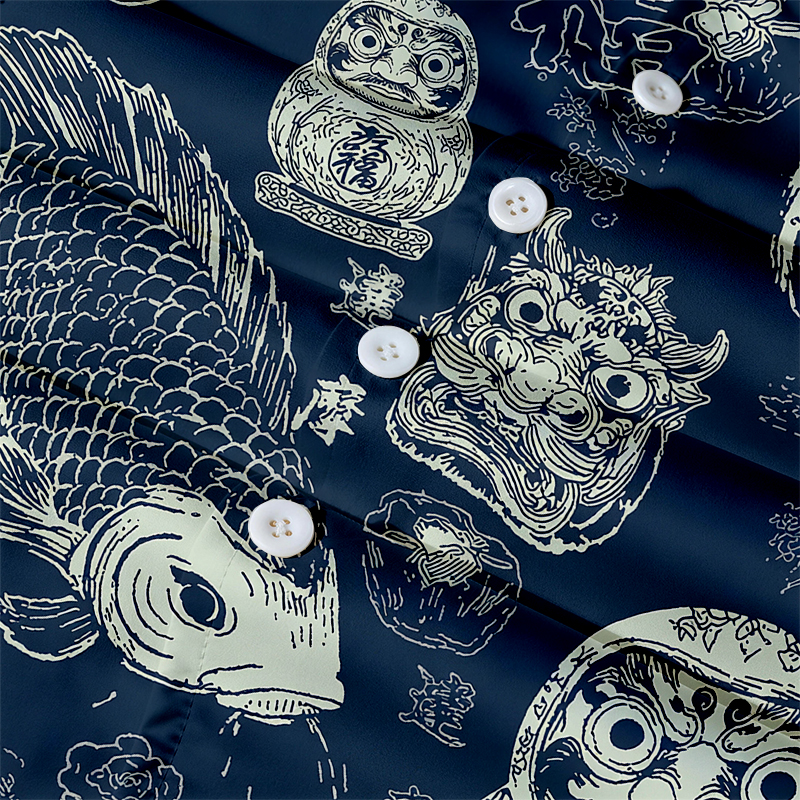 Modecanvas Daruma And Koi Hawaiian Shirt-modecanvas