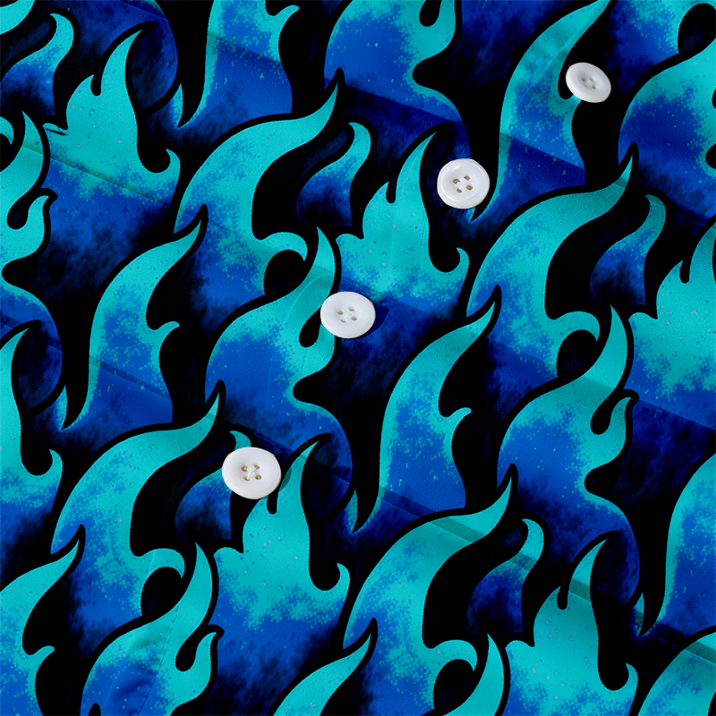 Modecanvas Blue Flame Hawaiian Shirt-modecanvas