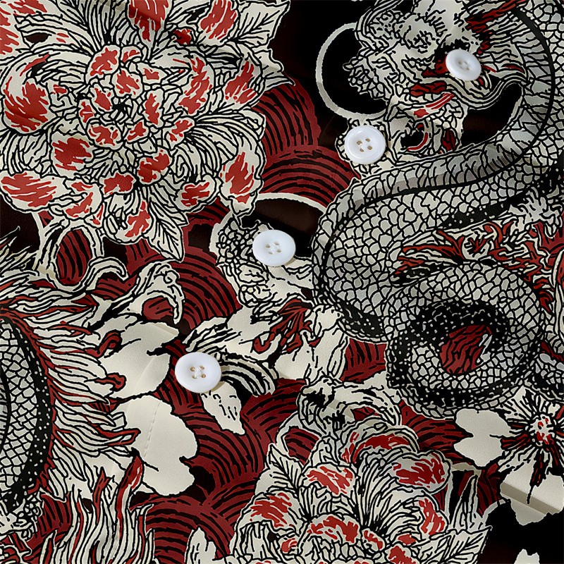 Modecanvas Japanese Retro Dragon Hawaiian Shirt-modecanvas