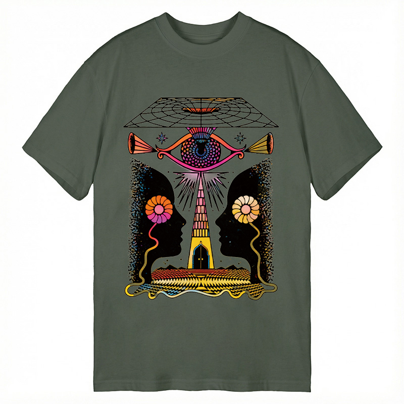Modecanvas Dual-Face Sacred Eye DTG Printing Classic T-Shirt-modecanvas